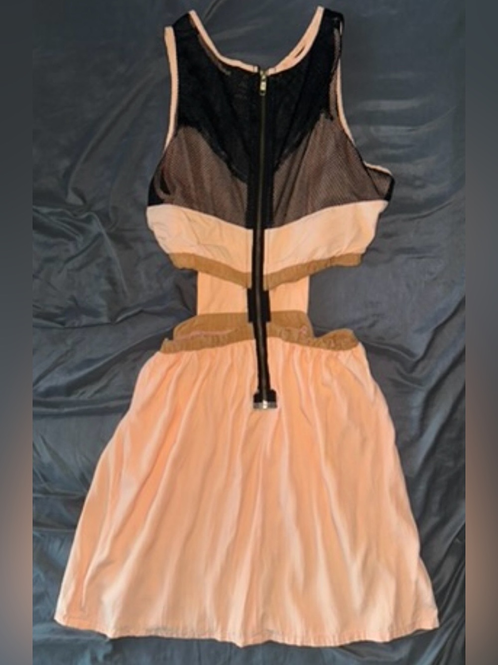 Peach Mesh Panel Cutout Dress - Picture 3 of 3